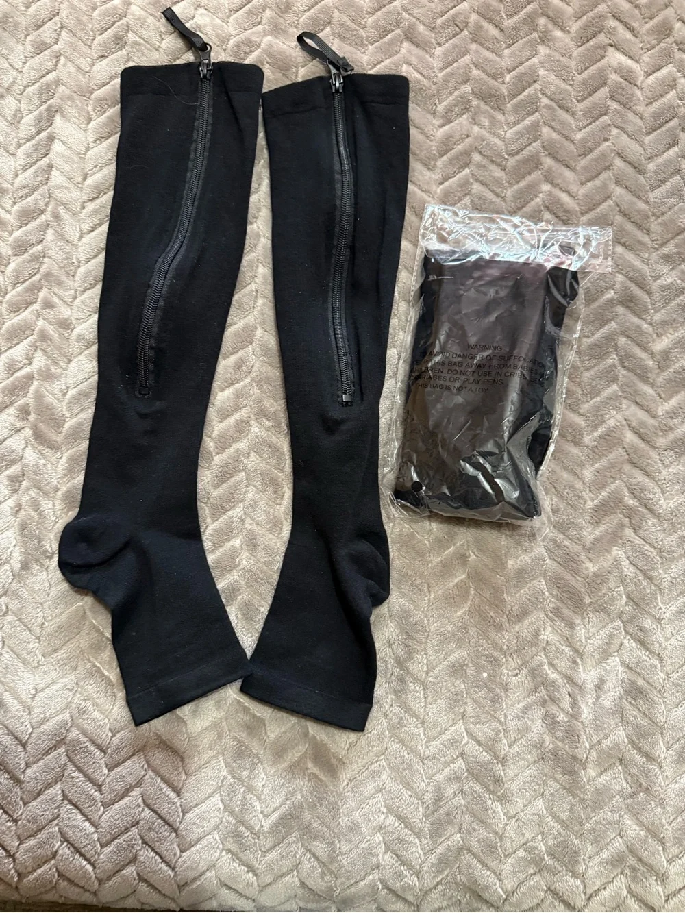 Zipper Compression Socks Women & Men - 2 Pairs-Calf Knee High XL Open Toe